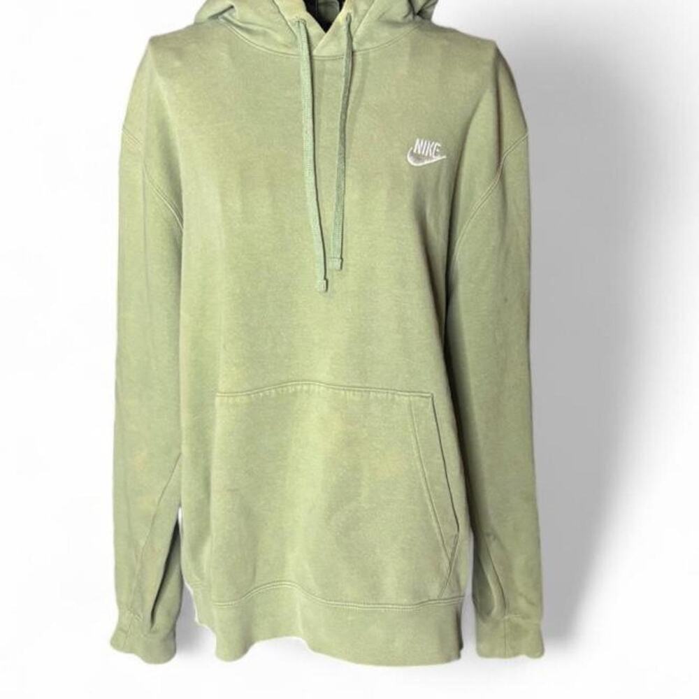 Nike Sportswear Club Fleece Washed Hoodie Sage Olive Green Large Faded